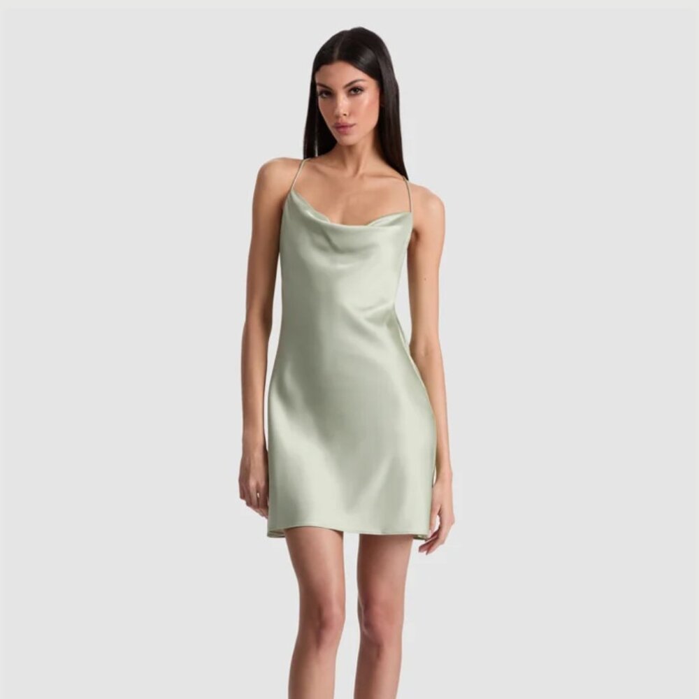 NWT ALICE AND OLIVIA HARMONY COWL BACK SLIP DRESS